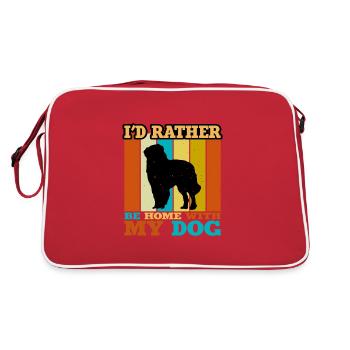 Carpathian Shepherd Dog Silhouette Retro Sunset - Retro Bag - red/white - Back