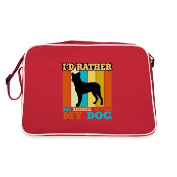 Cao Fila De Seo Miguel Dog Silhouette Retro Sunset - Retro Bag - red/white - Back