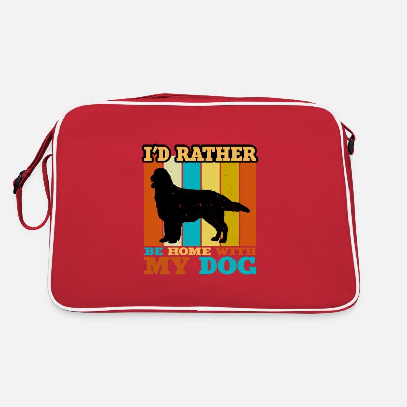 Flat Coated Retriever Hund Silhouette Retro Sunset Retro Tasche