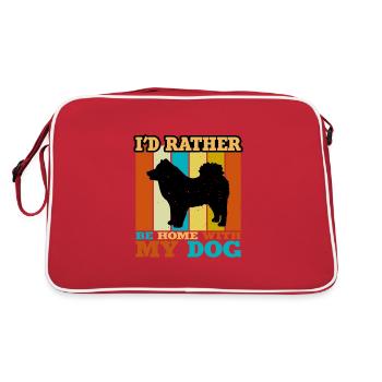 Eurasier Dog Lover Silhouette Vintage Sunset - Retro Bag - red/white - Back