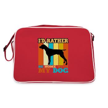 German Shorthaired Pointer Dog Silhouette Retro - Retro Bag - red/white - Back