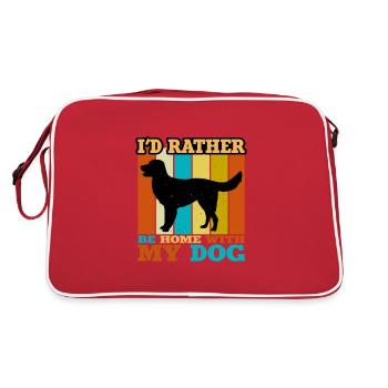 Deutsch Langhaar Vorstehhund Silhouette Retro - Retro Tasche - Rot/Weiß - Hinten