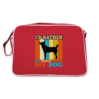 Hare Indian Hund Lover Silhouette Vintage Sonnenuntergang - Retro Tasche - Rot/Weiß - Hinten