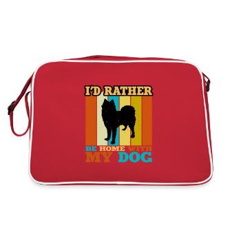 Husky Dog Silhouette Vintage Sunset for Dog Lovers - Retro Bag - red/white - Back