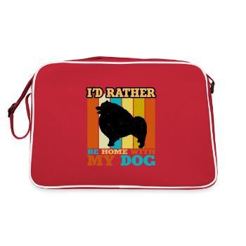 Keeshond Dog Lover Silhouette Vintage Sunset - Sac Retro - rouge/blanc - Dos