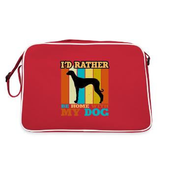 Old Croatian Sighthound Dog Silhouette Retro Sun - Retro Bag - red/white - Back