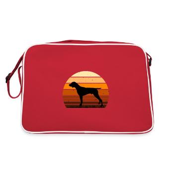German Shorthaired Pointer Dog Silhouette Retro - Retro Bag - red/white - Back