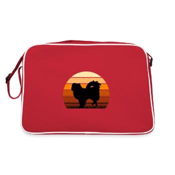 Japanese Chin Dog Silhouette Vintage Sunset - Retro Bag - red/white - Back