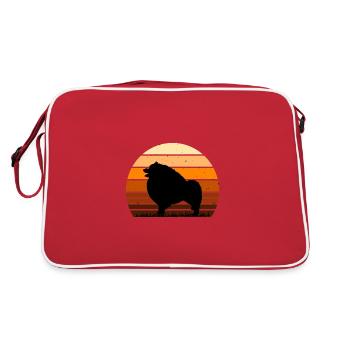 Keeshond Dog Lover Silhouette Vintage Sunset - Sac Retro - rouge/blanc - Dos