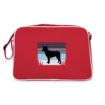 Silhouette de chien de bétail australien à queue de souche - Sac Retro - rouge/blanc - Dos