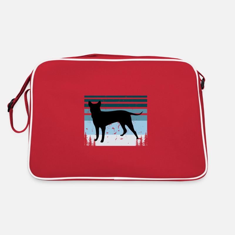 Bleu Paul Terrier Chien Amour Silhouette Rétro Coucher de Soleil Sac Retro