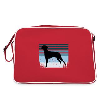 Braque Francais Dog Love Silhouette Vintage Sunset - Retro Bag - red/white - Back