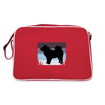 Eurasier Dog Lover Silhouette Vintage Sunset - Retro Bag - red/white - Back