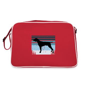 German Shorthaired Pointer Dog Silhouette Retro - Retro Bag - red/white - Back