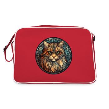 Britisch Langhaar Katzenrasse Aquarellglas - Retro Tasche - Rot/Weiß - Hinten
