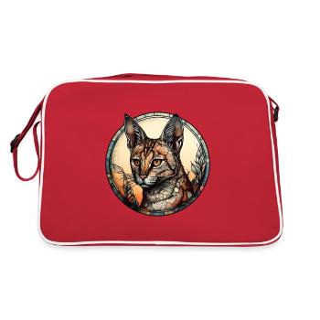 Savannah Katzenrasse Aquarellglas - Retro Tasche - Rot/Weiß - Hinten