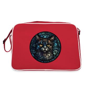 Pixie bob Cat Breed Watercolor Glass - Retro Bag - red/white - Back