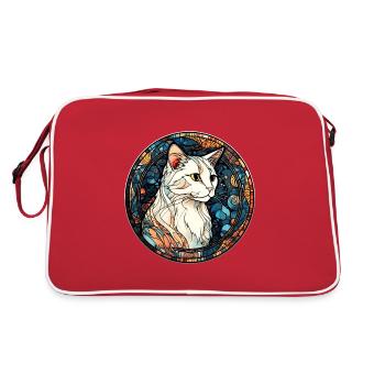 Peinture sur verre aquarelle de race turque Van Cat - Sac Retro - rouge/blanc - Dos