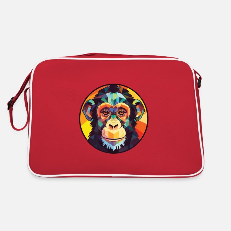 Chimpanzé Aquarelle colorée Illustration d’animaux Sac Retro