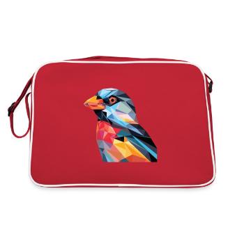 Fink Buntes Aquarell Tier Haustier Illustration - Retro Tasche - Rot/Weiß - Hinten