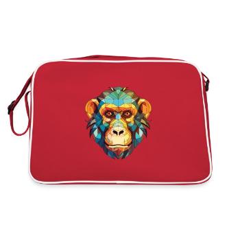 Monkey Colorful Watercolor Animal Pet Illustration - Retro Bag - red/white - Back