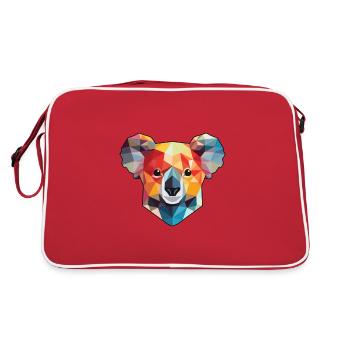 Koala Buntes Aquarell Tier Haustier Illustration - Retro Tasche - Rot/Weiß - Hinten