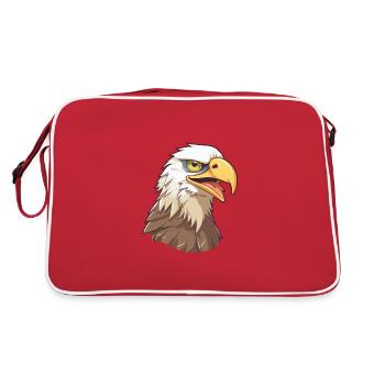 Eagle Cartoon Kawaii Aquarelle Illustration - Sac Retro - rouge/blanc - Dos
