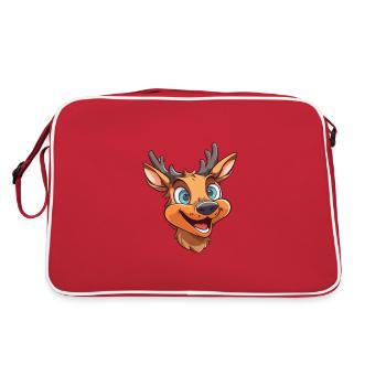Deer Cartoon Kawaii Aquarelle Illustration - Sac Retro - rouge/blanc - Dos