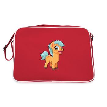 Pony Cartoon Kawaii Aquarelle Illustration - Sac Retro - rouge/blanc - Dos