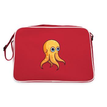 Bottletail Squid Cartoon Kawaii Illustration - Sac Retro - rouge/blanc - Dos