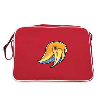 Seiche Cartoon Kawaii Aquarelle Illustration - Sac Retro - rouge/blanc - Dos