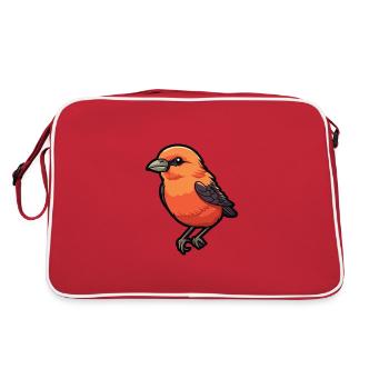 Crossbill Cartoon Kawaii Aquarelle Illustration - Sac Retro - rouge/blanc - Dos