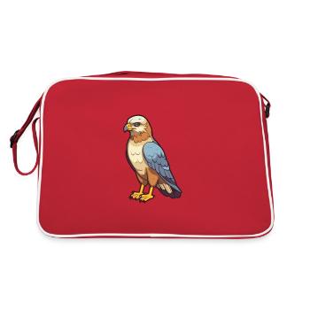 Buzzard Cartoon Kawaii Watercolor Illustration - Retro Bag - red/white - Back