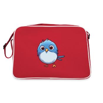 Fairywren Cartoon Kawaii Aquarelle Illustration - Sac Retro - rouge/blanc - Dos