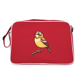 Emberiza oiseau Dessin animé Kawaii Illustration colorée - Sac Retro - rouge/blanc - Dos