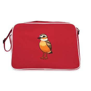 Dotterel Cartoon Kawaii Aquarelle Illustration - Sac Retro - rouge/blanc - Dos