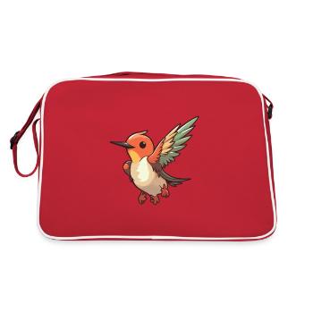Hummingbird Cartoon Kawaii Aquarelle Illustration - Sac Retro - rouge/blanc - Dos