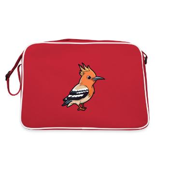 Hoopoe Cartoon Kawaii Aquarelle Illustration - Sac Retro - rouge/blanc - Dos