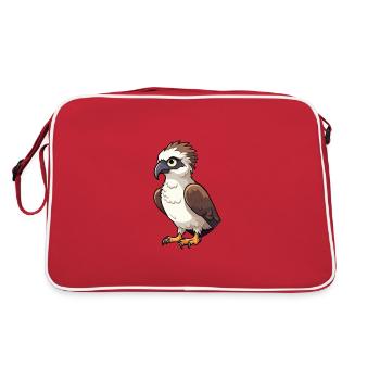Osprey Cartoon Kawaii Aquarelle Illustration - Sac Retro - rouge/blanc - Dos