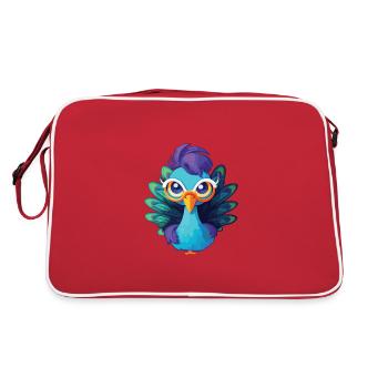 Paon mignon portant des lunettes Cartoon Kawaii - Sac Retro - rouge/blanc - Dos
