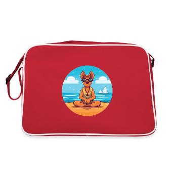 Chien Cartoon Yoga Beach Illustration d’été - Sac Retro - rouge/blanc - Dos
