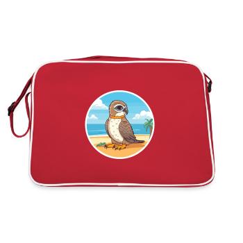 Falcon Cartoon Yoga Beach Illustration d’été - Sac Retro - rouge/blanc - Dos