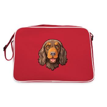 Picardy Spaniel Dog Breed Cartoon Kawaii Illustrat - Retro Bag - red/white - Back