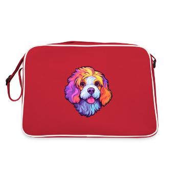 Bolognaise chien race Cartoon Kawaii Illustration - Sac Retro - rouge/blanc - Dos