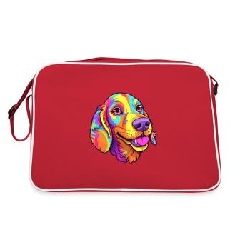 Chien de chasse crétois race de chien Cartoon Kawaii Illustration - Sac Retro - rouge/blanc - Dos
