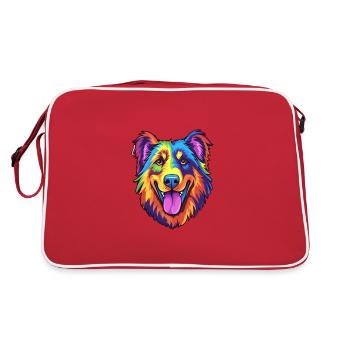 Race de chien de berger d’Europe de l’Est Cartoon Kawaii Il - Sac Retro - rouge/blanc - Dos