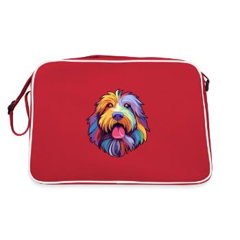 Bergamasco chien de berger race de chien dessin animé kawaii illus - Sac Retro - rouge/blanc - Dos