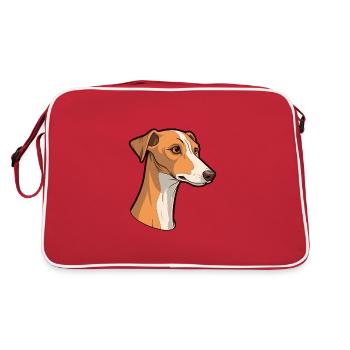 Old Croatian Sighthound Dog Breed Cartoon Kawaii I - Retro Bag - red/white - Back