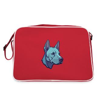 Blue Thai Ridgeback Dog Breed Cartoon Kawaii Illus - Retro Bag - red/white - Back