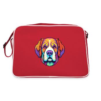Saint Bernard Chien Race Cartoon Kawaii Illustratio - Sac Retro - rouge/blanc - Dos